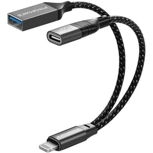 Adaptor PROMATE OTGLink-i, Lightning - USB-A/USB-C, 16cm, negru