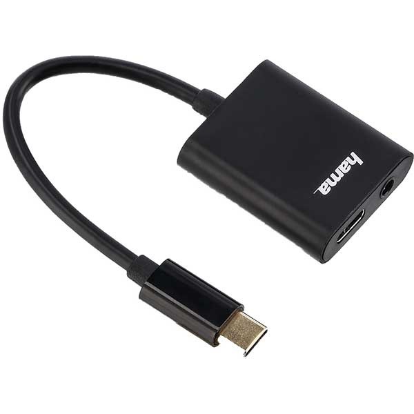 Adaptor audio/incarcare Type C Jack 3.5mm HAMA 187206, negru