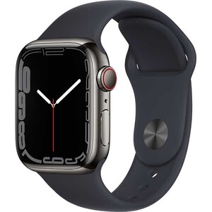 APPLE Watch Series 7, GPS + Cellular, 41mm Graphite Stainless Steel, Midnight Sport Band