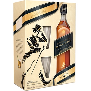 Pachet Whisky Johnnie Walker Black Label 12YO, 0.7L + 2 pahare