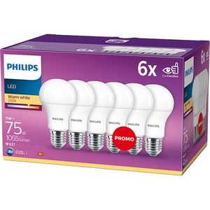 Set 6 becuri LED PHILIPS 8718696586297, E27, 11W, 1055lm, lumina calda