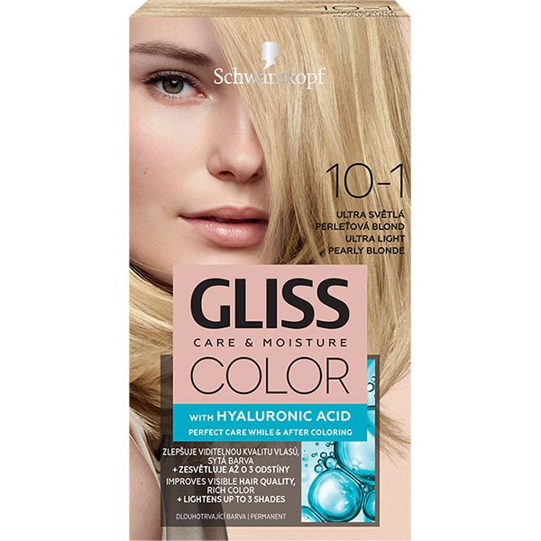 Vopsea de par SCHWARZKOPF Gliss Color, 10-1 Blond Perlat Ultra Deschis, 143ml