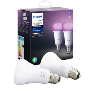 Pachet becuri LED PHILIPS Hue 8718699673284, A60 9W (60W), E27, Lumina RGB, 2 buc