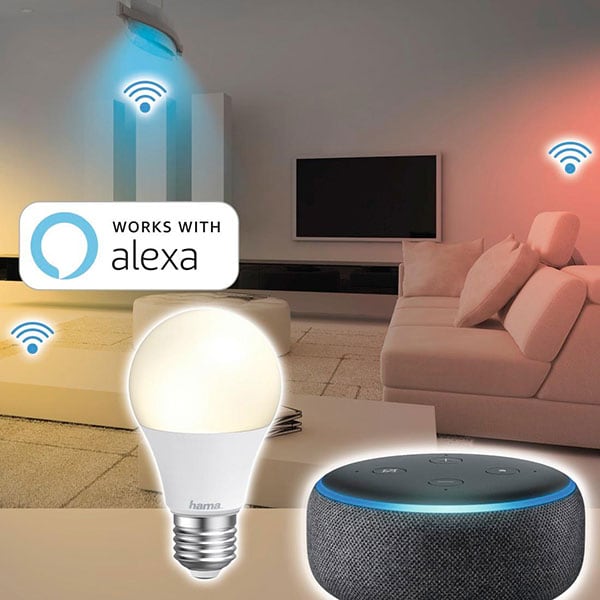 Bec LED Smart HAMA 176550, E27, 10W, 806lm, Wi-Fi, lumina calda, compatibil Alexa, Google Assistant
