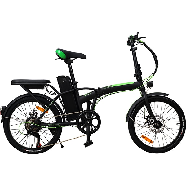 Bicicleta asistata electric pliabila RKS MX35, 20 inch, negru-verde