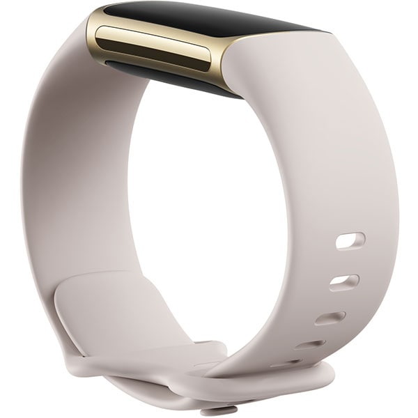 Bratara fitness FITBIT Charge 5, Android/iOS, silicon, Lunar White / Soft Gold Stainless Steel
