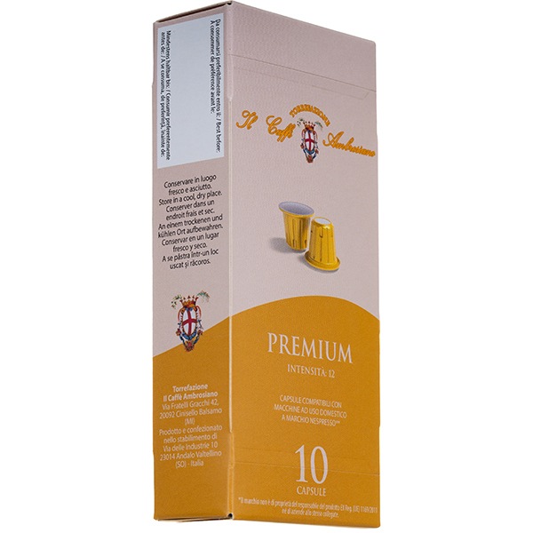 Capsule cafea IL CAFFE AMBROSIANO Premium ICAPREMIUM, compatibile Nespresso, 10 capsule, 55g
