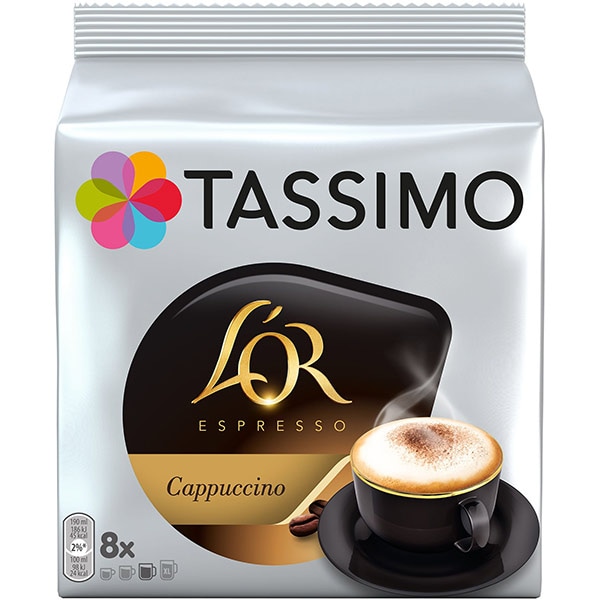 Capsule cafea L'OR Tassimo Cappuccino, 8 capsule cafea + 8 capsule lapte, 267.2g