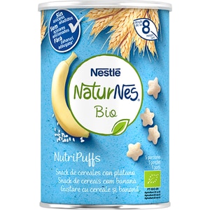 Gustare NESTLE NaturNes BIO NutriPuffs cu cereale si banane 12395074, 8 luni+, 35g