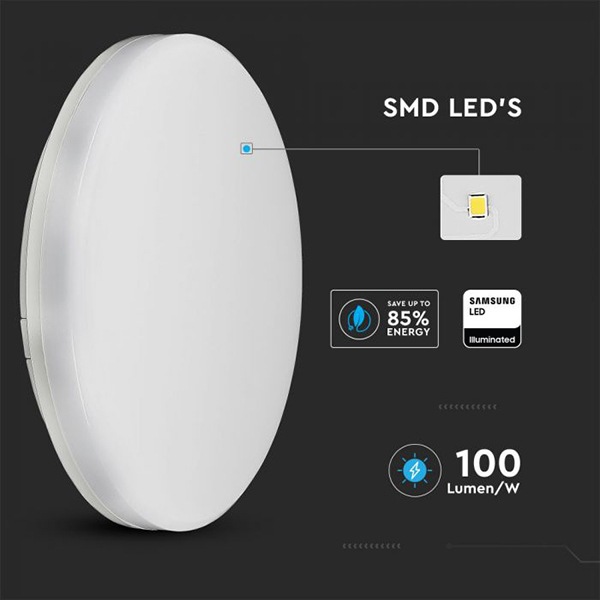 Plafoniera LED V-TAC 55669, 15W, 1500lm, alb