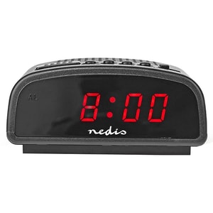 Ceas digital cu alarma NEDIS CLDK008BK, Afisaj rosu, LED, negru