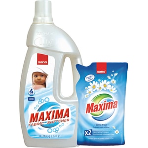 Pachet balsam de rufe SANO Maxima Bio 4l + rezerva balsam de rufe SANO Maxima Ultra Fresh 1l