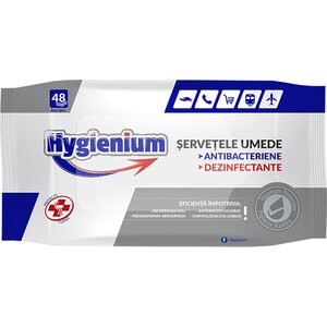 Servetele umede antibacteriene si dezinfectante HYGIENIUM, 48 bucati