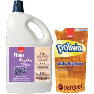Pachet detergent pentru pardoseli SANO Floor Fresh 2l + Detergent parchet Poliwix 750ml