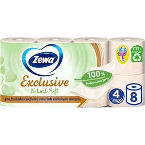 Hartie igienica ZEWA Exclusive Natural Soft, 4 straturi, 8 role