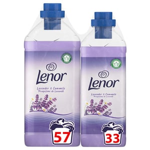 Pachet balsam de rufe LENOR Lavender & Camomille, 1.7l + 1l, 57 spalari + 33 spalari