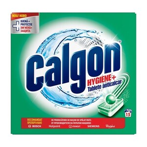 Tablete anticalcar CALGON Hygiene+, 15 bucati