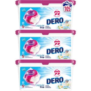Detergent rufe DERO Trio Caps Iris alb 3 x 35, 105 spalari