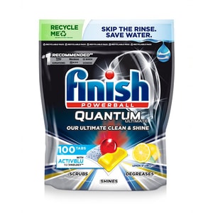 Detergent pentru masina de spalat vase FINISH Quantum Ultimate Clean & Shine Lemon, 100 tablete