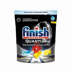 Detergent pentru masina de spalat vase FINISH Quantum Ultimate Clean & Shine Lemon, 80 tablete