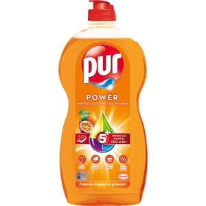 Detergent de vase PUR Power 5+ Orange & Maracuja, 1200ml