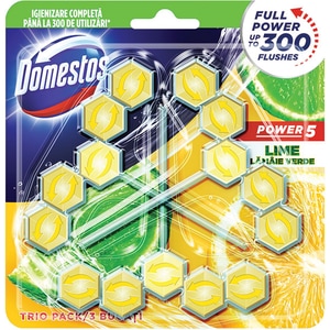 Odorizant toaleta DOMESTOS Power 5 Lime, 3 x 55 g