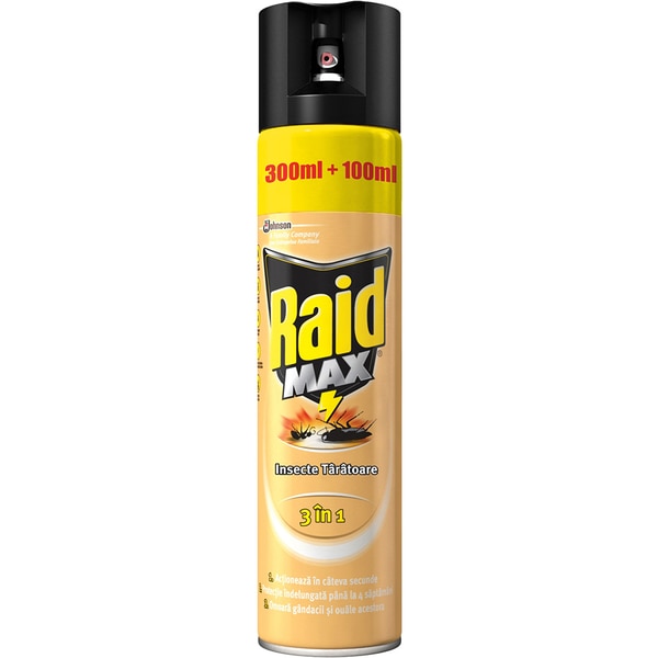 Spray anti-insecte taratoare RAID Max cu actiune indelungata, 400 ml