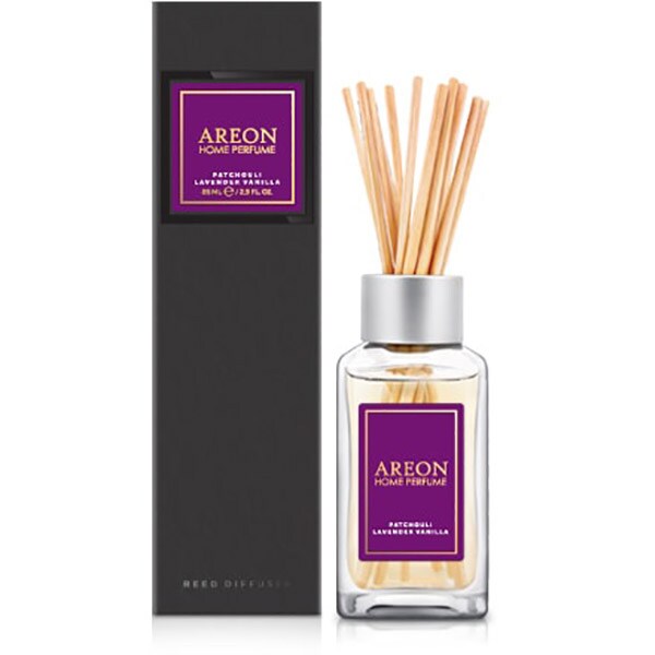 Odorizant cu betisoare AREON Home Perfume Patchouli Lavender Vanilla Black Line, 85ml 