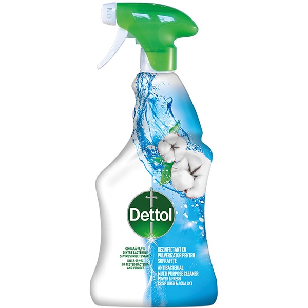 Spray dezinfectant DETTOL Trigger Power & Fresh, Linen & Aqua Sky, 500 ml