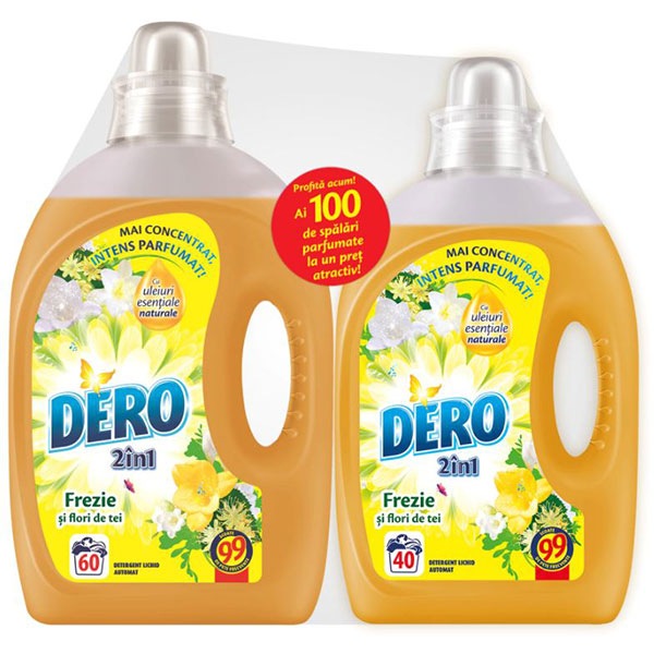 Pachet Detergent Lichid Dero 2in1 Frezie 3 L 60 Spalari Detergent Lichid Dero 2in1 Frezie