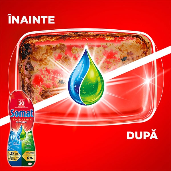 Detergent pentru masina de spalat vase SOMAT Excellence Duo Gel, 900ml