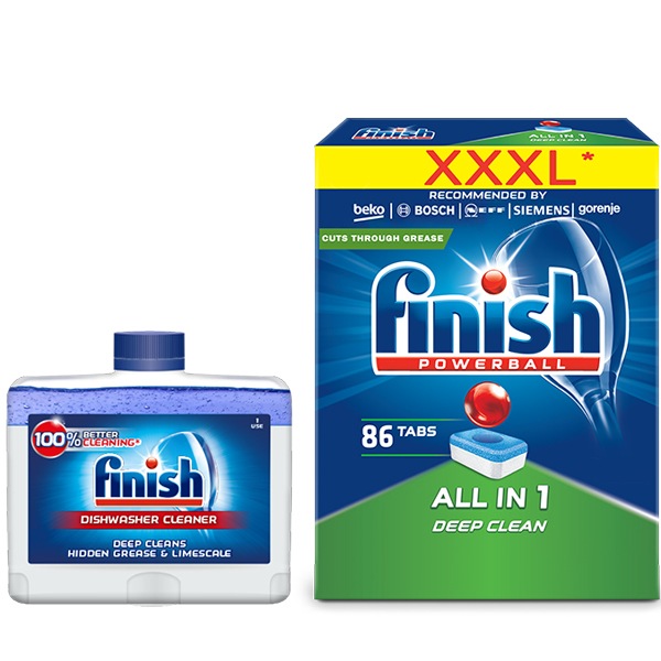 Pachet Detergent Vase Finish All In One Max 86 Tablete Solutie De Curatare Finish Pentru
