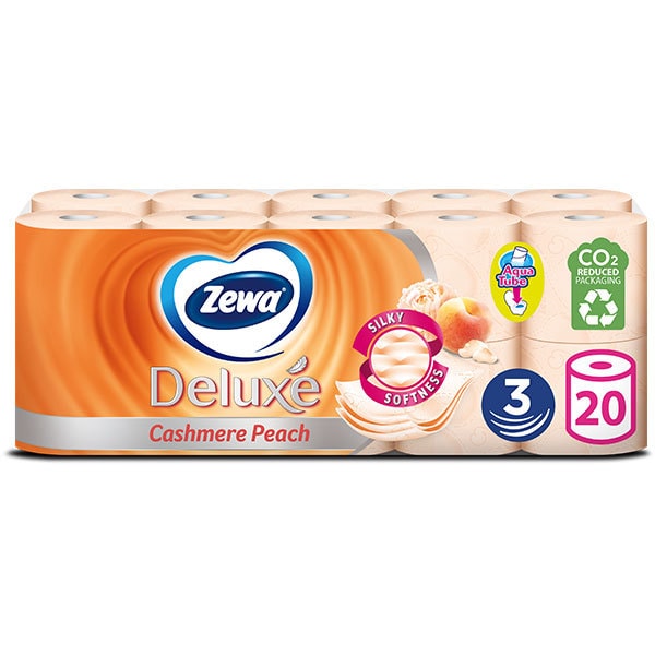 Hartie igienica ZEWA Deluxe Cashmere peach, 3 straturi, 20 role