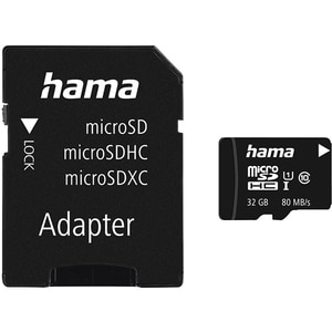 Card de memorie HAMA 124151, microSDHC, 32GB, 80MB/s, clasa 10/U1/V10, UHS-I, adaptor