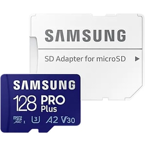 Card de memorie SAMSUNG PRO Plus, microSDXC, 128GB, 160MB/s, clasa 10/U3/V30/A2, UHS-I, adaptor