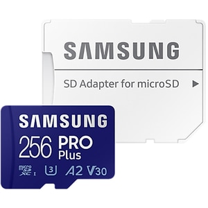 Card de memorie SAMSUNG PRO Plus, microSDXC, 256GB, 160MB/s, clasa 10/U3/V30/A2, UHS-I, adaptor