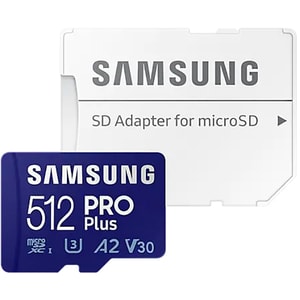 Card de memorie SAMSUNG PRO Plus, microSDXC, 512GB, 160MB/s, clasa 10/U3/V30/A2, UHS-I, adaptor