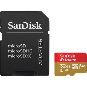 Card de memorie SANDISK Extreme, microSDHC, 32GB, 100 MB/s, clasa 10/U3/V30/A1, UHS-I, adaptor
