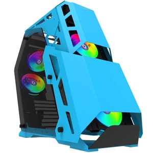 Carcasa PC AQIRYS Procyon White, USB 3.0, Fara sursa, iluminare ARGB, albastru deschis