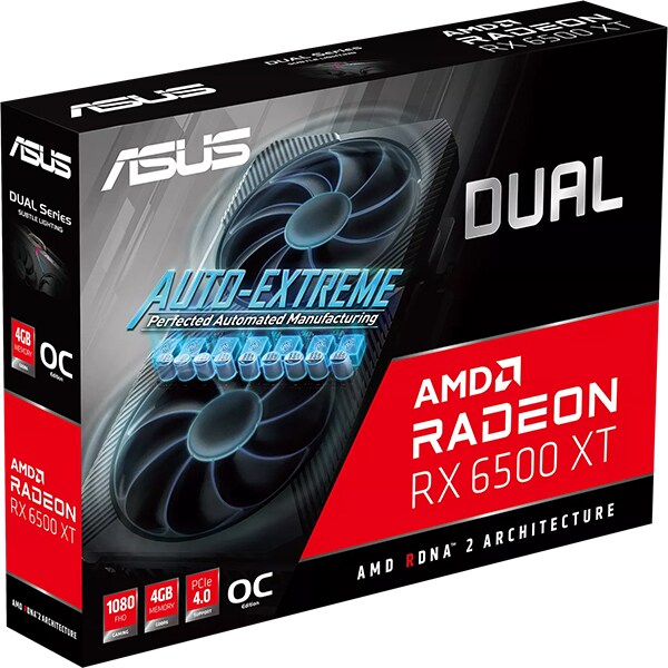 Placa video ASUS Dual Radeon RX 6500 XT OC Edition, 4GB GDDR6, 64bit, DUAL-RX6500XT-O4G
