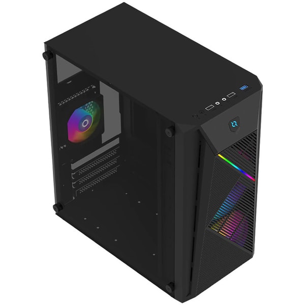 Carcasa PC AQIRYS Bellatrix Pro, USB 3.0, Fara sursa, iluminare RGB, negru