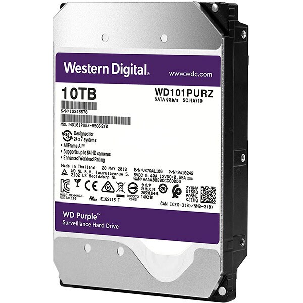 Hard Disk WD Purple Surveillance, 10TB, 7200 RPM, SATA3, 256MB, WD101PURZ