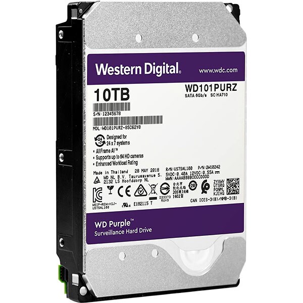 Hard Disk WD Purple Surveillance, 10TB, 7200 RPM, SATA3, 256MB, WD101PURZ