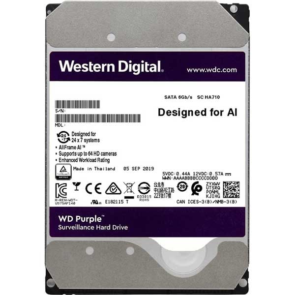 Hard Disk Supraveghere WD Purple, 2TB, 5400 RPM, SATA3, 256MB, WD22PURZ