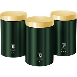 Set recipiente pentru bucatarie BERLINGER HAUS Emerald BH/6272, 3 piese, otel, verde