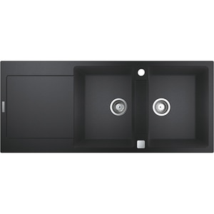Chiuveta bucatarie GROHE K500 31647AP0, 2 cuve, picurator reversibil, compozit quartz, negru