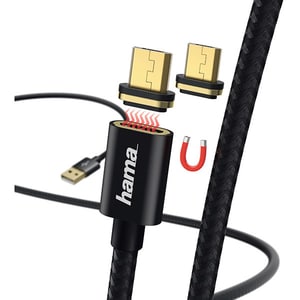 Cablu date HAMA 178373, USB-A - MicroUSB, 1m, magnetic, negru