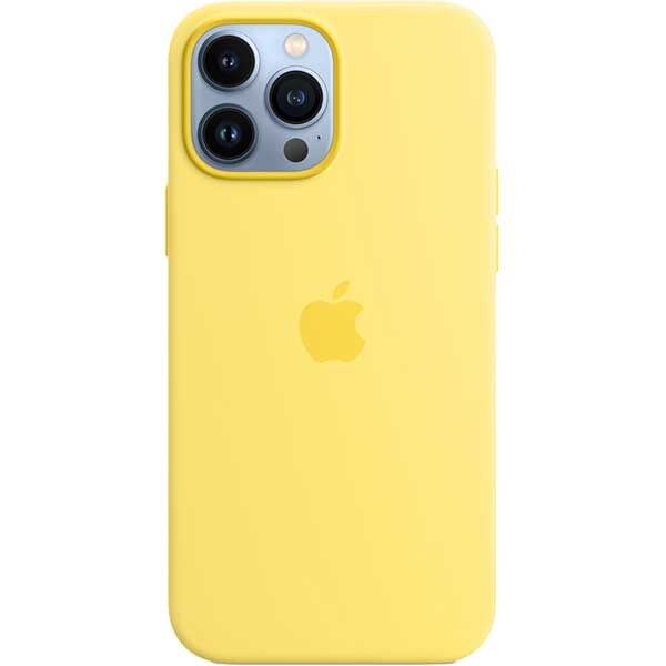 Husa telefon APPLE Silicone Case cu MagSafe pentru iPhone 13 Pro Max, MN6A3ZM/A, Lemon Zest