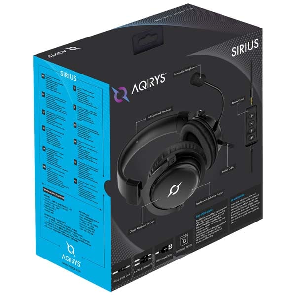 Casti Gaming AQIRYS Sirius, 7.1 surround, USB, 3.5mm, multiplatforma, negru