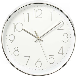 Ceas de perete NEDIS Trendy CLWA015PC30SR, 12 cifre, diametru 30 cm, fundal alb, argintiu